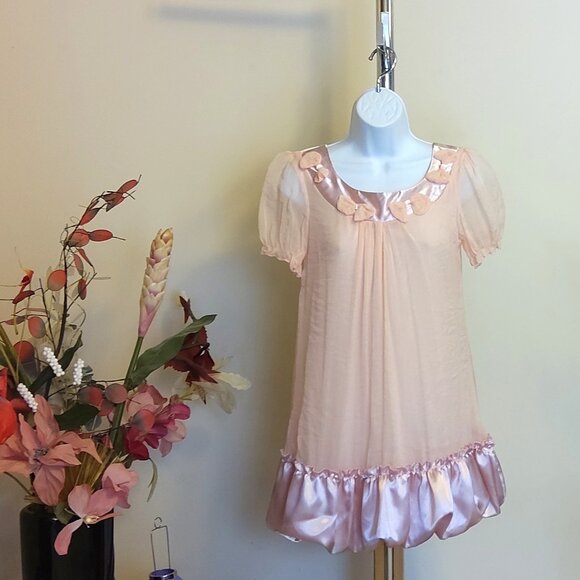 NWT Girl's Lace Pink Ruffle Pleated Summer Lined Dress US 14 - Picture 6 of 7